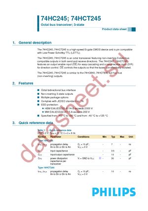 74HC245N,652 datasheet  